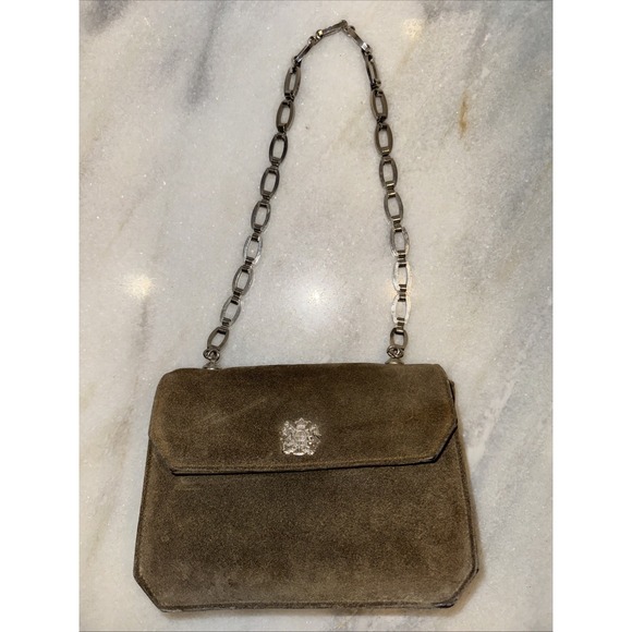 Handbags - Vintage Brown/green Suede Silver Chain Paul Harris Purse‎ DenmarkGW995